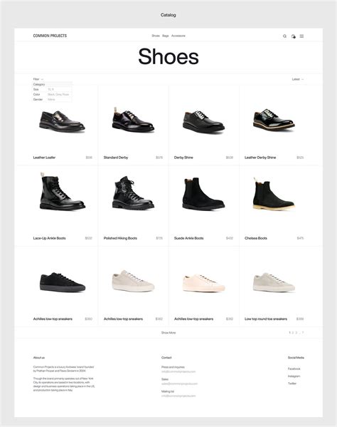 Common Project — Minimalist Footwear Brand Web Design On Behance