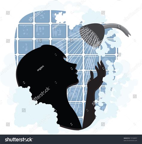 Woman Silhouette Taking Shower Stock Vector 73728097 Shutterstock