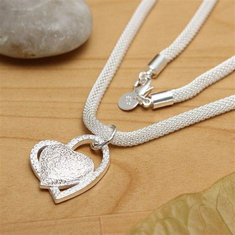 925 Silver Heart Necklace Womens Necklaces Silver Heart Necklace