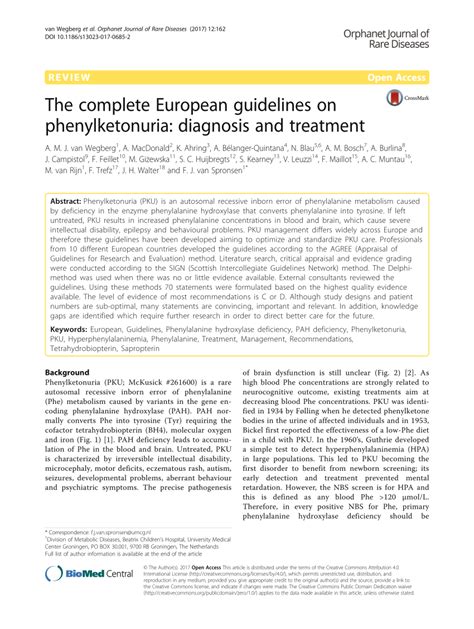 Pdf The Complete European Guidelines On Phenylketonuria Diagnosis