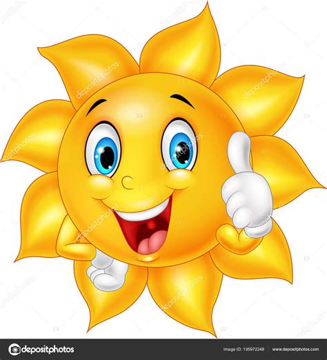 Cartoon Smiling Sun Giving Thumb — Stock Vector © Tigatelu 195972248