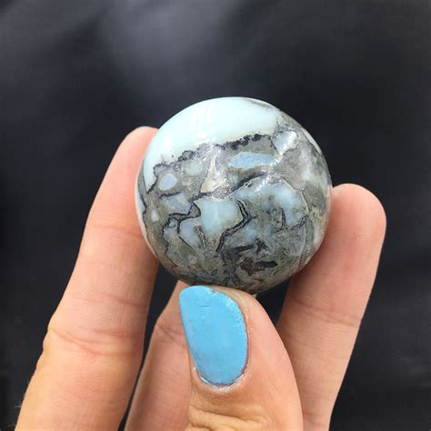 Rocks And Geodes Larimar Blue Pectolite Petrified Wood Miniature Sphere