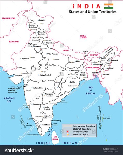 India Map Political Map India Black Vector C S N Mi N Ph B N Quy N