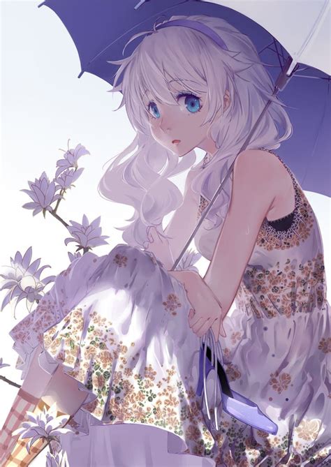 Anime Art Pretty Girl Long Hair Floral Dress