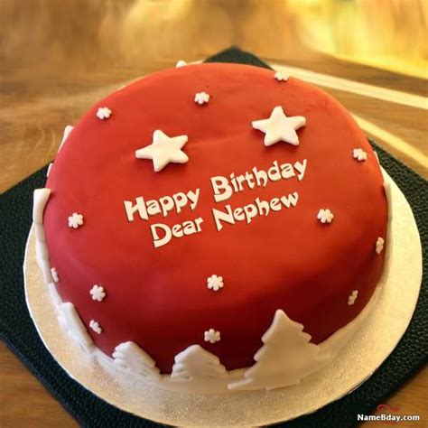Happy Birthday Dear Nephew Image Of Cake Card Wishes
