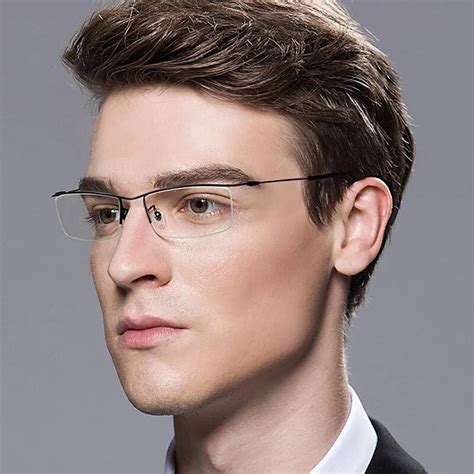 titanium half rim glasses frame men clear lens optical eyeglasses man myopia prescription frames