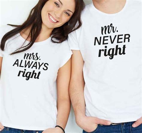fun mrs and mr right matching shirts for couples tenstickers