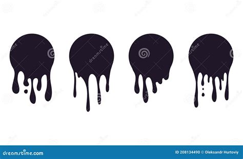 Set Of Dripping Circle Paint Paint Drip Stickers Or Circle Labels Ink