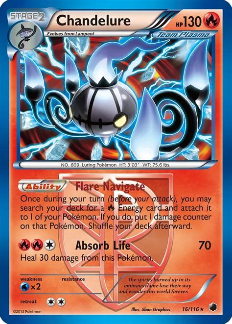 Pokémon Black And White Plasma Freeze Card 016 Chandelure Standard