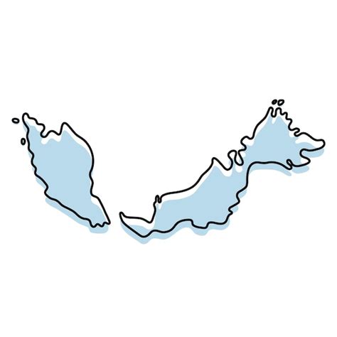 Premium Vector Stylized Simple Outline Map Of Malaysia Icon Blue