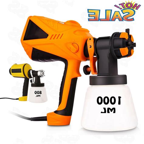 The paint spray gun features a high flow rate for better paint coverage, a durable 24 oz. Electric Paint Sprayer Hand Held Spray Gun Painter