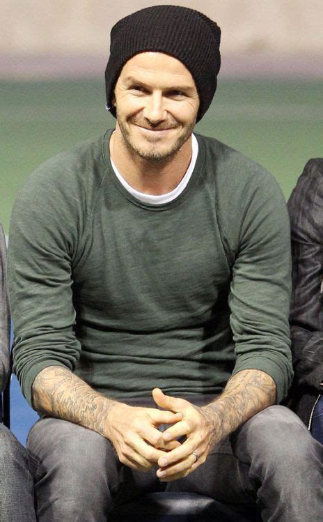 David Beckham Donning A Knitted Black Beanie While Celebrating The La