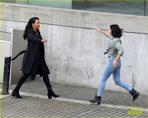 Full Sized Photo Of Candice Patton Back On The Flash Set Filming With Victoria Park 09 Candice