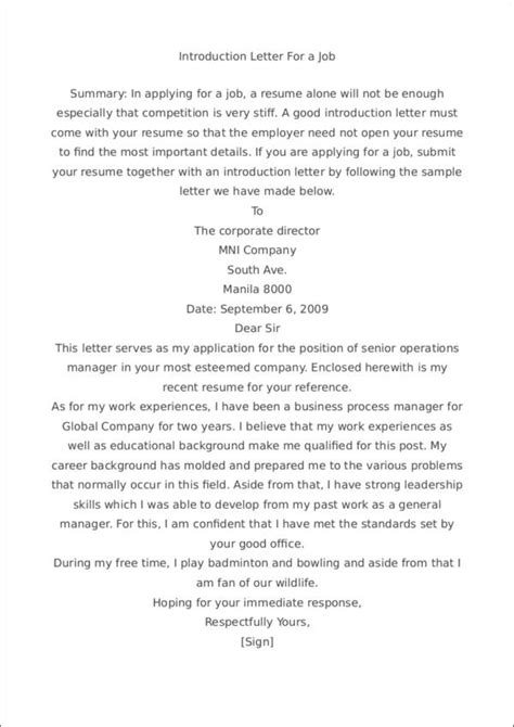 write  introduction letter   job