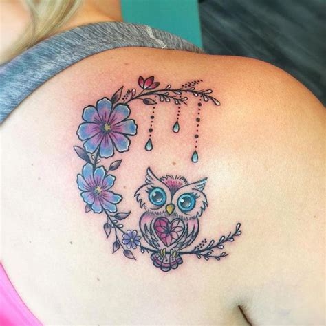 Black inked tribal shape flying owl tattoo design on back for men. super cute owl tattoo 🐥💛📌🐥💛📌🐥💛📌 #girltattoos | Cute owl ...