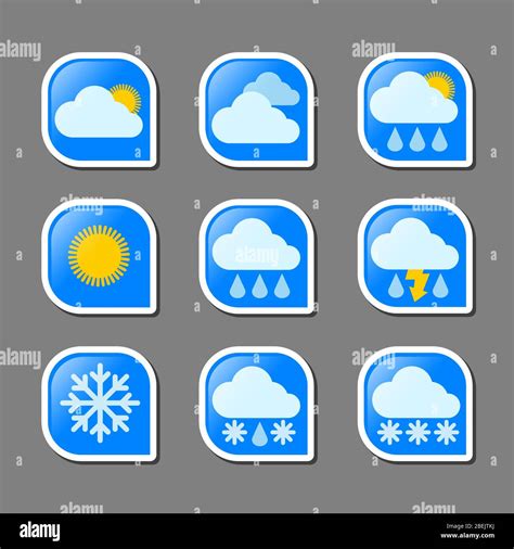 Illustration Of The Meteorology And Weather Forecast Icons Set Stock