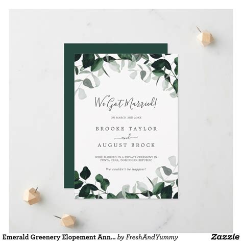 Emerald Greenery Elopement Announcement In 2021