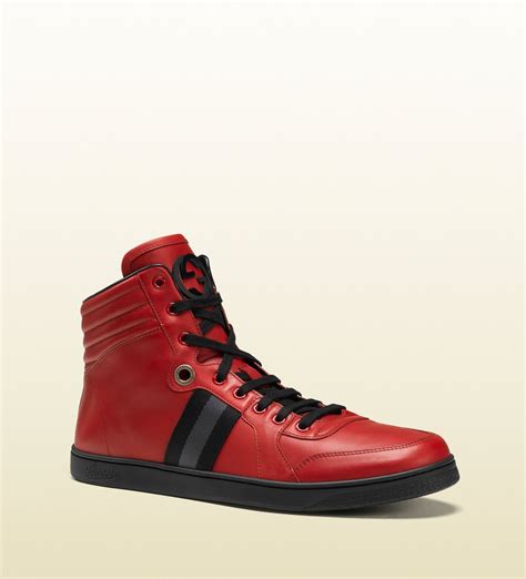Lyst Gucci Mens High Top Sneaker From Viaggio Collection In Red For Men