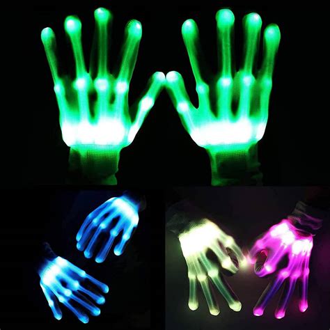 Skeletal Led Light Gloves 12 Colors And 13 Color Changing Modes