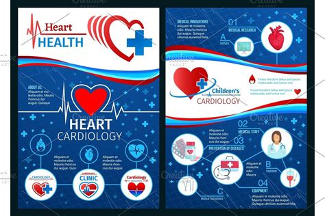 Hearts With Beat Frequency Icons Medical Posters Cardiovascular