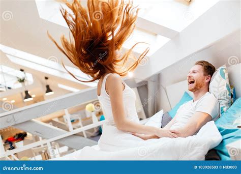 Passionate Couple Foreplay In Bed Stock Image Image Of Adults