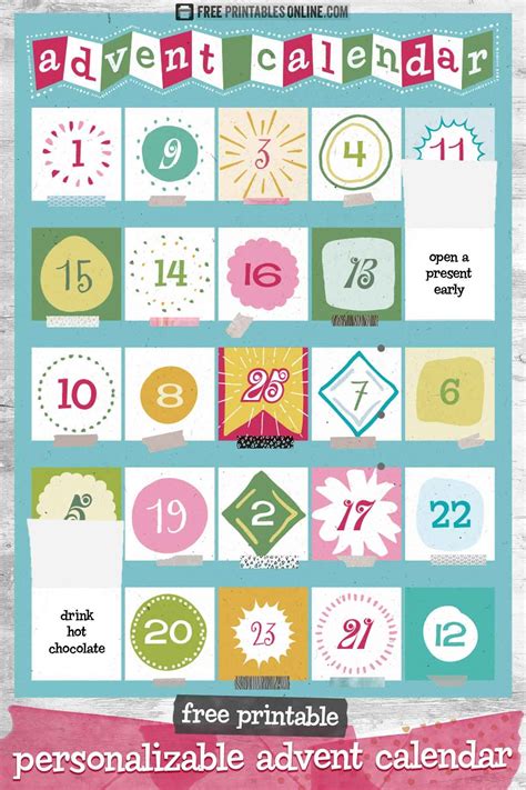 Free Advent Calendar Template To Personalize If You Want Free