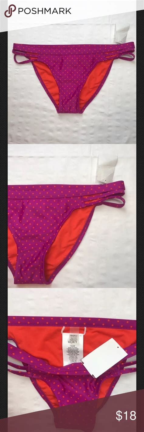 Roxy Bikini Bottoms Swimsuit Pink Polkadots L Or S Roxy Bikini Pink