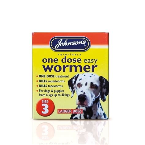 Johnsons One Dose Easy Wormer For Puppies And Dogs Size 3 Feedem