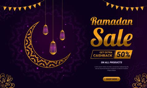 Purple And Gold Ramadan Sales Banner Download Free Vectors Clipart