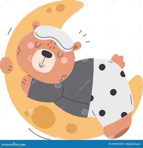 Bear Sleeping On Moon Stock Illustration Illustration Of Character