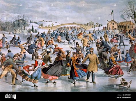 Central Park In Winter Currier And Ives 1862 Stock Photo Alamy