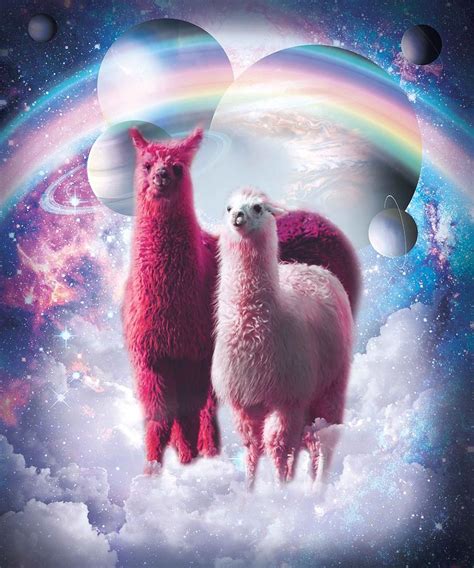 Crazy Funny Rainbow Llama In Space Digital Art By Random Galaxy Fine