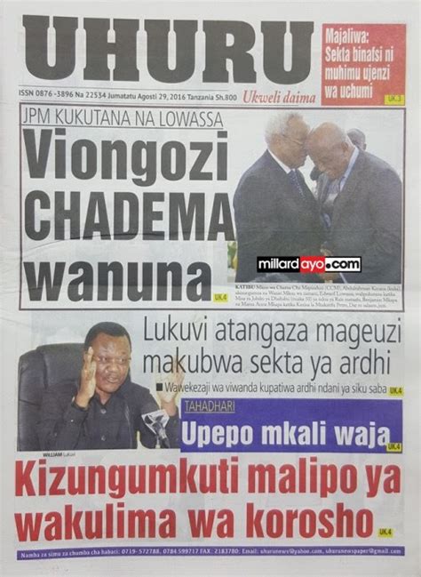 Read All Tanzania Newspapers For Today Chungu Chetu