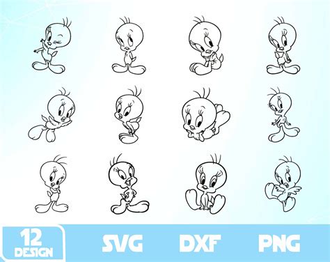 Tweety Svg Dxf Eps Png Clipart Silhouette And Cutfiles Etsy