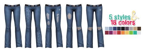 My Sims 4 Blog Boot Cut Jeans With Belt In 5 Styles And 18 Colors By