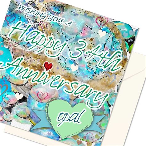 34th Wedding Anniversary Card Opal Wedding Anniversary