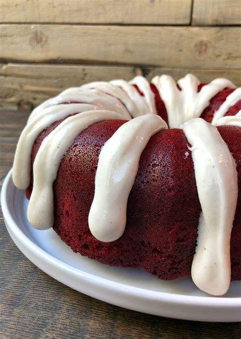 Red Velvet Bundt Cake With Cinnamon Cream Cheese Glaze Recipe Girl