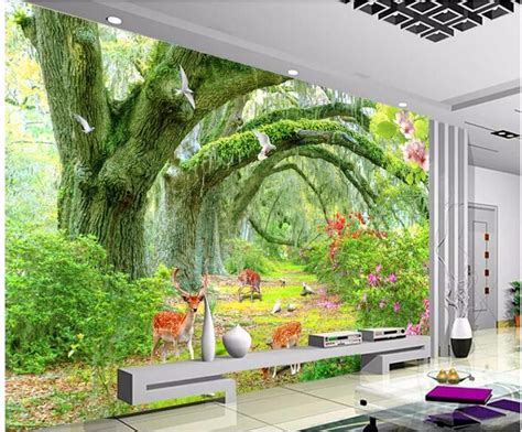 Custom Photo 3d Wallpaper Woodland Meadow Landscape Painting Wall Home