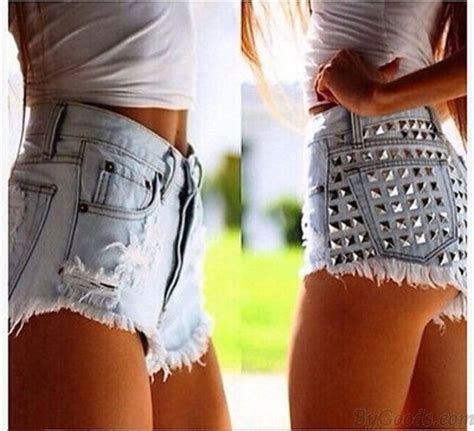 Summer Sexy Ripped High Waist Denim Shorts Jeans Plus Size Hot Rivet Wonmen Shorts Women