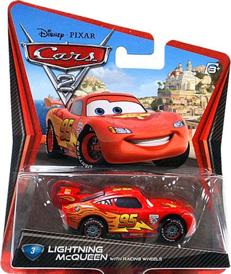 Disney Pixar Cars Cars 2 Main Series Lightning Mcqueen With Racing Wheels 155 Diecast Car Mattel