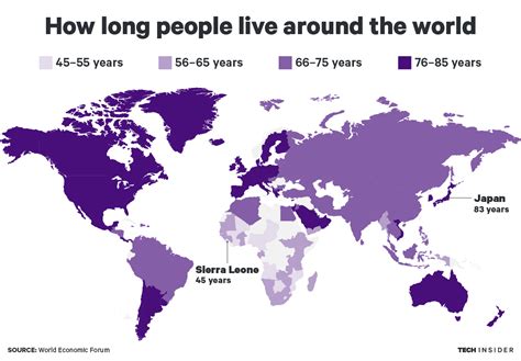 This Map Shows The Countries Where People Live The Longest Business