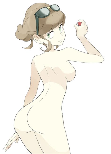 Rule Ass Beauty Pokemon Breasts Brown Hair Edit Female Glasses Green Eyes Looking At