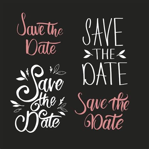 Free Vector Collection Of Save The Date Wedding Lettering