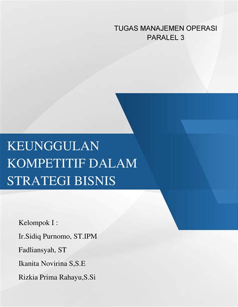 Kel 1 Strategi Operasi KEUNGGULAN KOMPETITIF DALAM STRATEGI BISNIS