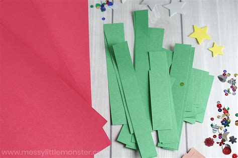 Toddler Christmas Card Paper Strip Christmas Tree Craft