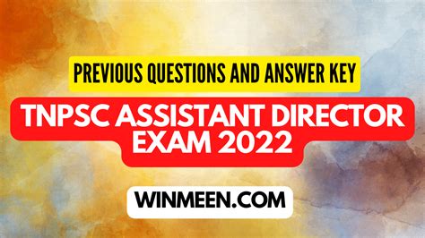 Tnpsc Assistant Director Exam Previous Questions Answer Key 2022