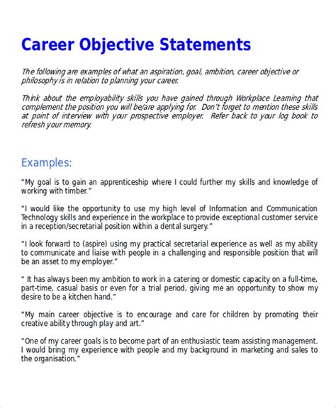 The student objective examples below will help you learn quickly how to write a winning objective for your resume or cv whenever you need to apply for a student job: FREE 7+ Sample Career Objective Statement Templates in MS ...