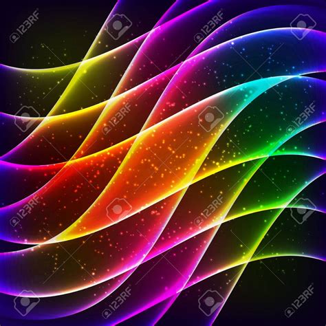 Neon Rainbow Waves Diagonal Grid Vector Abstract Royalty Free Cliparts