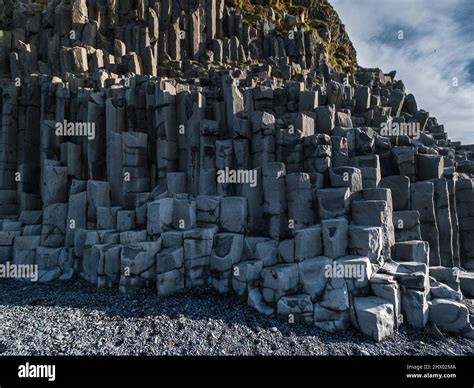 Basalt Rock Pillars Columns At Reynisfjara Beach Near Vik South