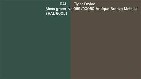 RAL Moss Green RAL 6005 Vs Tiger Drylac 059 90050 Antique Bronze